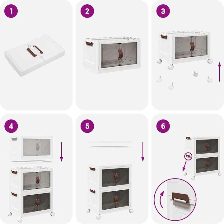 Immagine prodotto VidaXL Contenitore con ruote Impilabile a 2 livelli 75 L 65 x 40 x 76 cm (65 x 40 x 76 cm, 75 l)