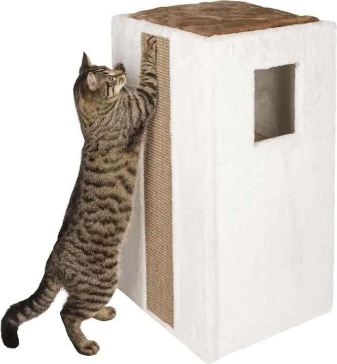 Produktbild Kerbl Kratztonne Galina, 40x40x78cm, weiss (78 cm, Weiss, Braun)