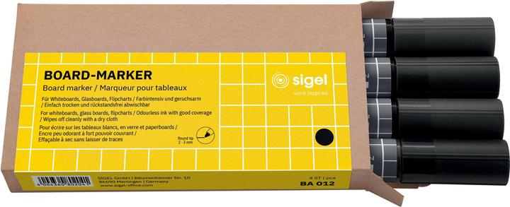 Produktbild Sigel Non-permanent Marker 4 Stück, Schwarz (Schwarz, 3 mm, 4 x)