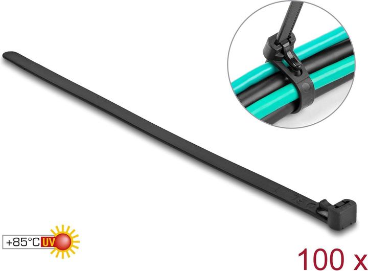 Actual product image Delock Cable ties reusable heat-resistant L 150 x W 7.5 mm 100 pieces black (Plastic cable ties, 150 mm, 100 pcs.)