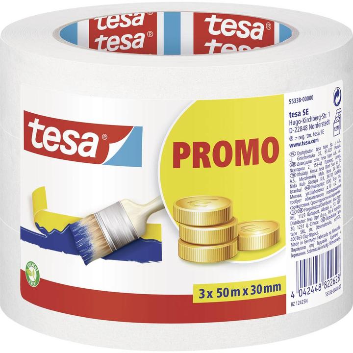 Produktbild tesa 3x Malerband ECONOMY Abdeckband, Dreierpack (30 mm)