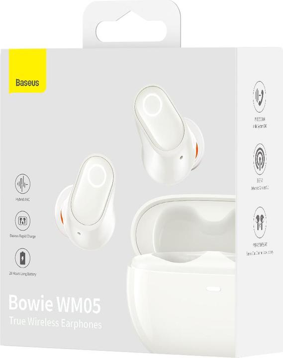 Actual product image Baseus Bowie WM05 Earphones creamy-white (ANC, 25 h, Wireless)