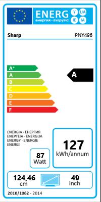 Energie-Label Sharp PN-Y496 124cm 49Zoll LFD FHD 450cd 24/7 Information Display mit USB Media Player mit VGA DVI HDMI (1920 x 1080 Pixel, 49")
