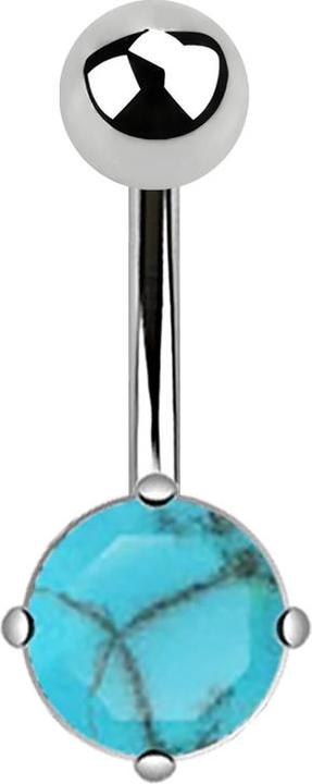 Star Piercing Banane silber mit rundem türkis Stein (Mineralisch, ohne Messing, Chirurgenstahl 316L)