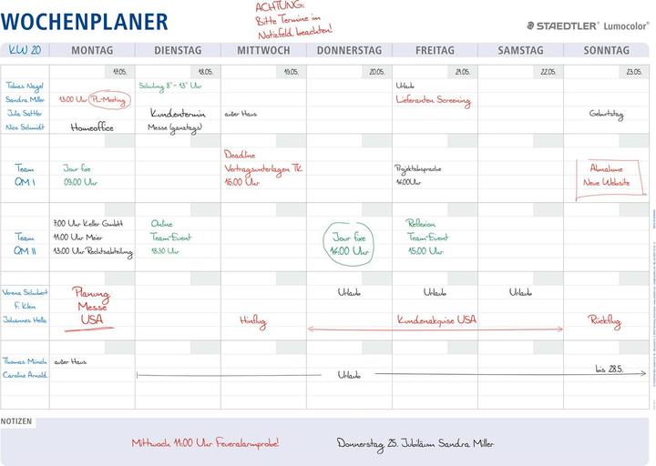 Staedtler Planning hebdomadaire Lumocolor, A1, effaçable (A1, Allemand)