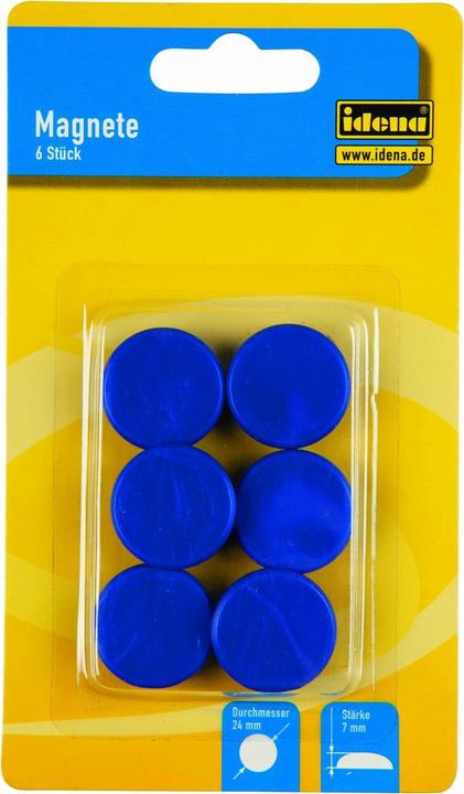 Image du produit Idena Aimants ronds 6 pièces, bleu, Ø24mm (6 x)