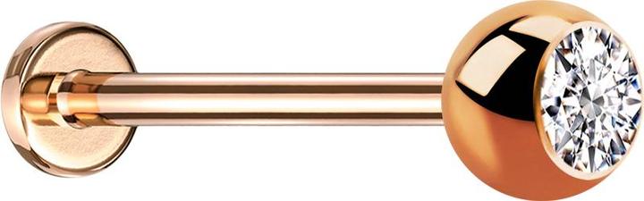 Produktbild Star Piercing Micro Threadless Labret rosegold mit Kugel Kristall silber (Chirurgenstahl 316L)
