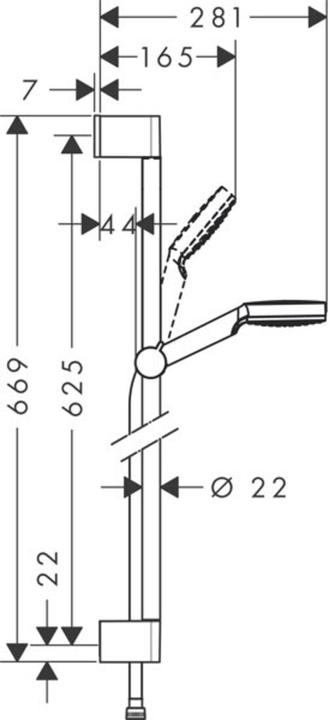 Actual product image hansgrohe HG Shower set CROMETTA 1JET Unica' Croma Bsta 650mm EcoS 9 l/m we/ch