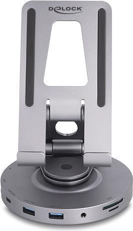 Actual product image Delock Tablet and Notebook Docking Station 4K with Integrated Mount - HDMI / USB / Hub / SD / Mi (USB-C, 2 Ports)