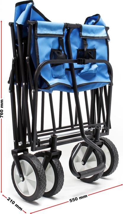 Image du produit Toboli Chariot de transport pliable 80x46cm Poignée Tout terrain Diable Jardin Plage