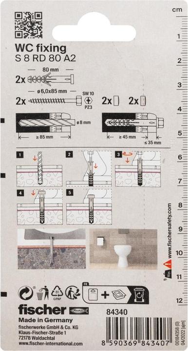 Produktbild Fischer WC-Befestigung S 8 RD 80 K (2) (2 Stk.)