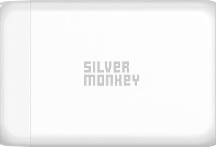 Actual product image Silver Monkey SMA152 130W GaN charger 3xUSB-C PD USB-A QC 3.0 with detachable power cable - white (130 W)