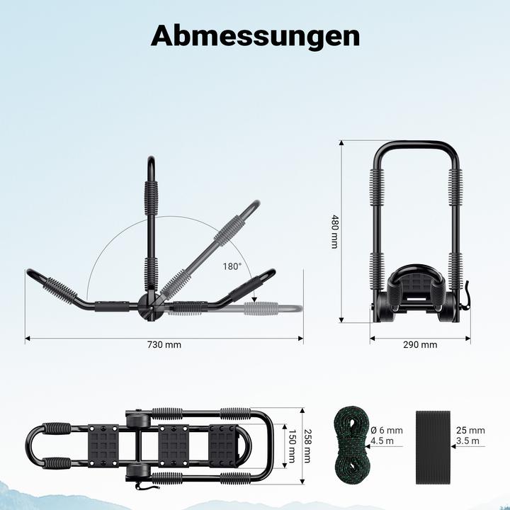 Actual product image Wiltec Roof Rack for Kayaks 2 Pieces Folding J Shape Aluminium Car Kayak Canoe incl. Fastening Straps