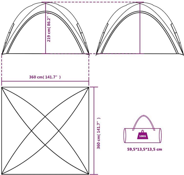 Immagine prodotto VidaXL Tenda da festa 190T Taffeta (360 cm, 360 cm)