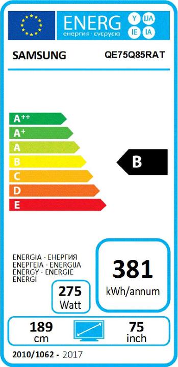 Energie-Label Samsung QE75Q85R (75", QLED, 4K, 2019)