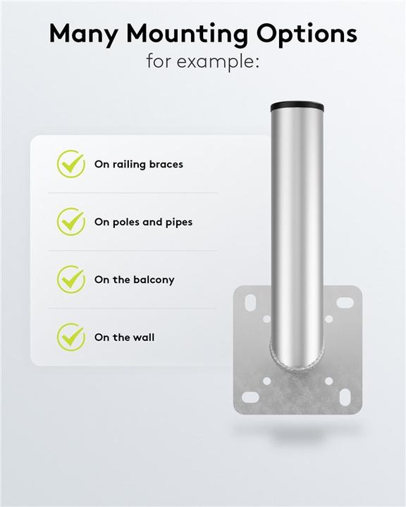 Immagine prodotto Goobay Supporto a parete per piatti SAT di Aluminuim, grigio (Specchi + antenne Montaggio)