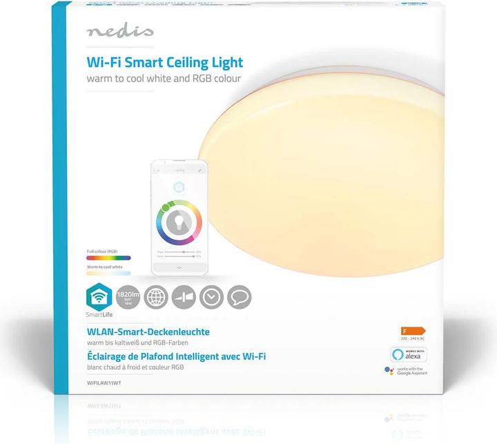 Image du produit Nedis SmartLife Plafonnier | Wi-Fi | RGB / Blanc chaud à froid | Rond | Diamètre : 260 mm | 18 (1820 lm)