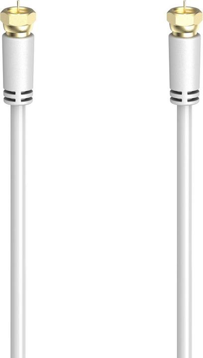 Hama Cavo di collegamento SAT, spina F - spina F, placcato oro, 5 m, 100 dB, bianco (100 dB, Cavi antenna)