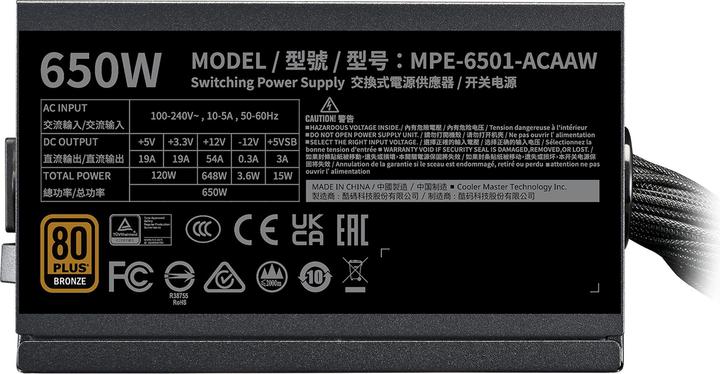 Productafbeelding Cooler Master MWE Bronze 650 V3 (650 W)