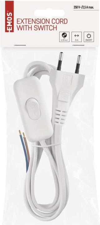 Actual product image Emos Mains cable PVC 2x 0.75mm2, switch (3 m)