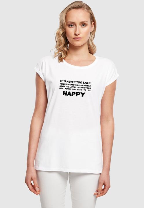 Produktbild Merchcode Ladies Never Too Late Extended Shoulder Tee - 111665 (XS)