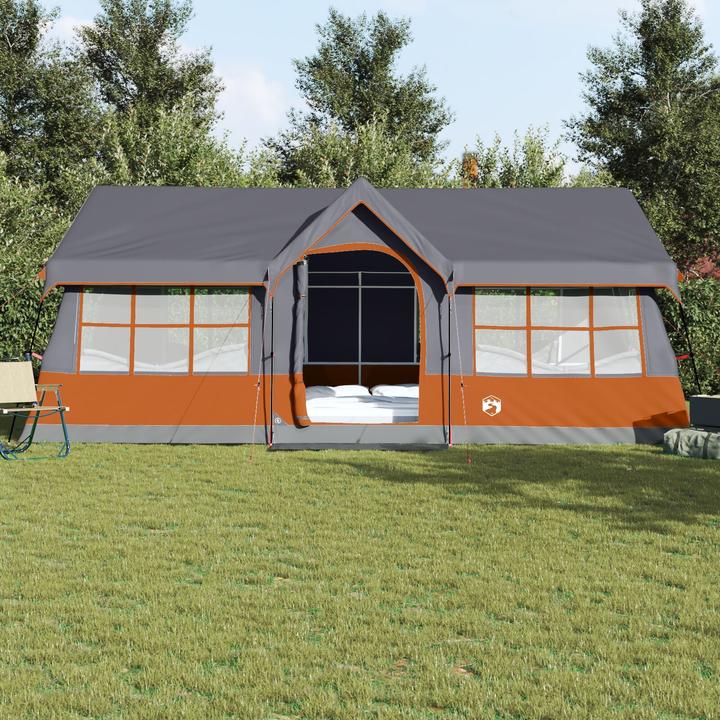 Actual product image VidaXL Camping tent with windows Grey and orange 12-person waterproof (Dome tent)