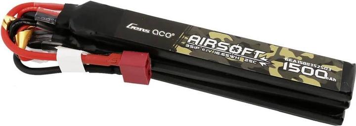 Gens Ace 25C 1500mAh 3S1P 11.1V Nunchuck 3X Airsoft Gun Lipo Battery with T Plug (11.10 V, 1500 mAh)