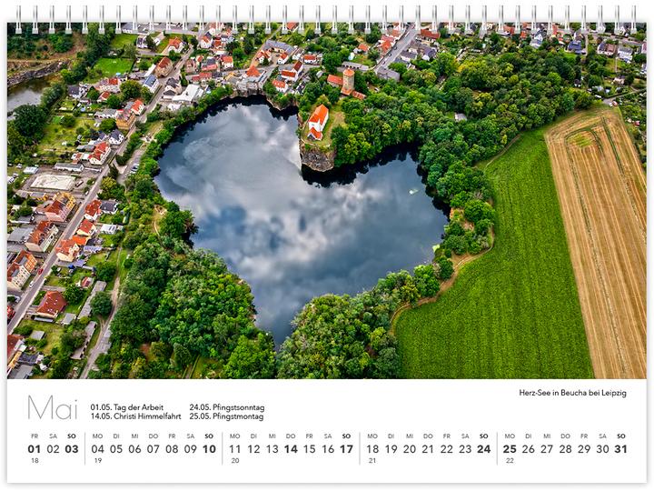 Image du produit Kalender Sachsen von oben kompakt 2026 (21 x 15 cm, Non contraignant, Allemand)