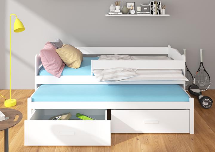 Produktbild ADRK Furniture Doppelbett mit Geländer und Matratzen TIARRO 180x80 (180 x 80 cm)