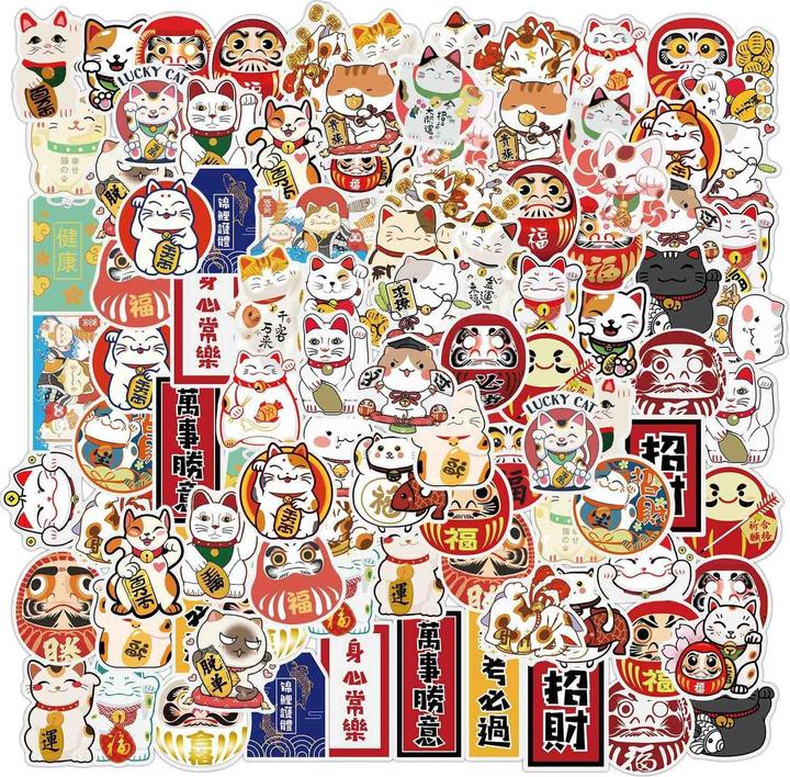Image du produit JTI Autocollants - motifs de chats style kawaii - 50 pièces