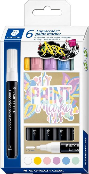 Produktbild Staedtler Acrylmarker Lumocolor 6er-Set pastellfarbig (multicolour, 2.40 mm, 1 x)