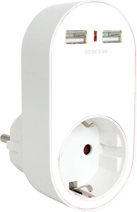 XCell Prise européenne avec sortie USB double avec courant de charge USB max. 2400mA, couleur blanche (3500 W)