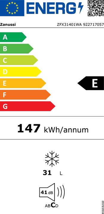 Label énergétique Zanussi ZFX 31401 WA (Autonome, 30 l)