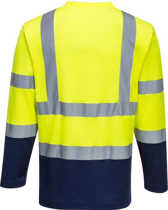 Actual product image Portwest Mens Contrast Cotton High-Vis Comfort Long-Sleeved T-Shirt (M)