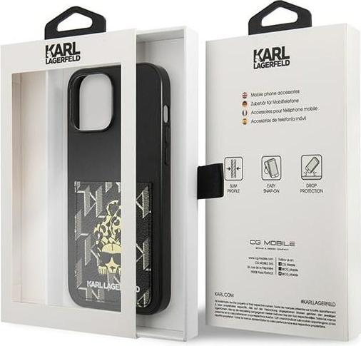 Productafbeelding Karl Lagerfeld KLHCP13XCANCNK iPhone 13 Pro Max 6,7" hardcase czarny/zwart Karlimals Cardslot (Apple iPhone 13 Pro Max)