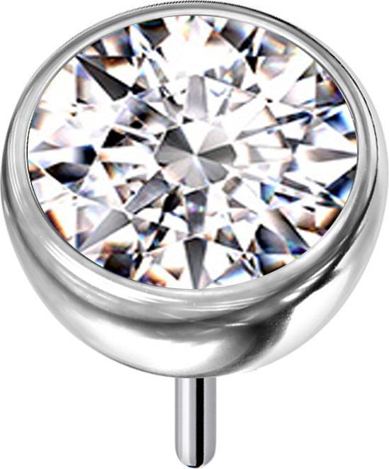 Actual product image Star Piercing Threadless hemisphere silver with crystal silver (Titanium G23, without brass)