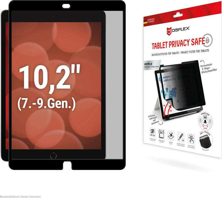 Actual product image Displex Tablet Privacy Safe, Tablet Blickschutzfolie (1 Piece, IPad 7th gen. 2019, iPad 8, IPad 9, iPad Air 2019 (3. Gen))