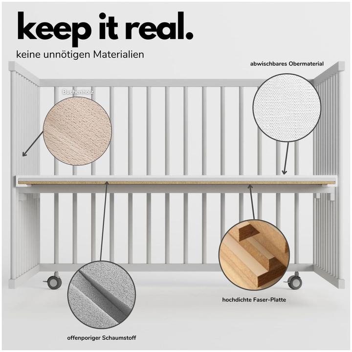 Actual product image Sämann Premium playpen with rungs (120 cm, 120 cm)