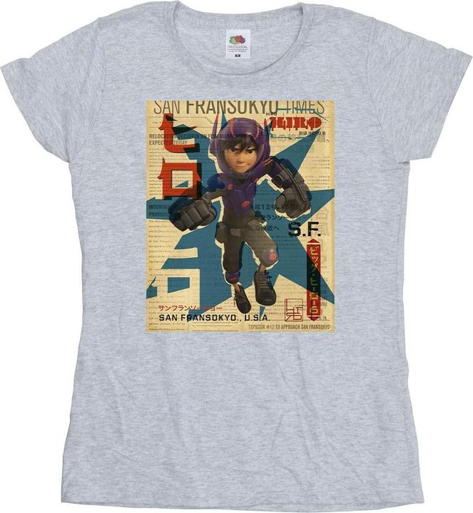 Immagine prodotto Disney Big Hero 6 Baymax Hiro Newspaper Maglietta Donna (XL)