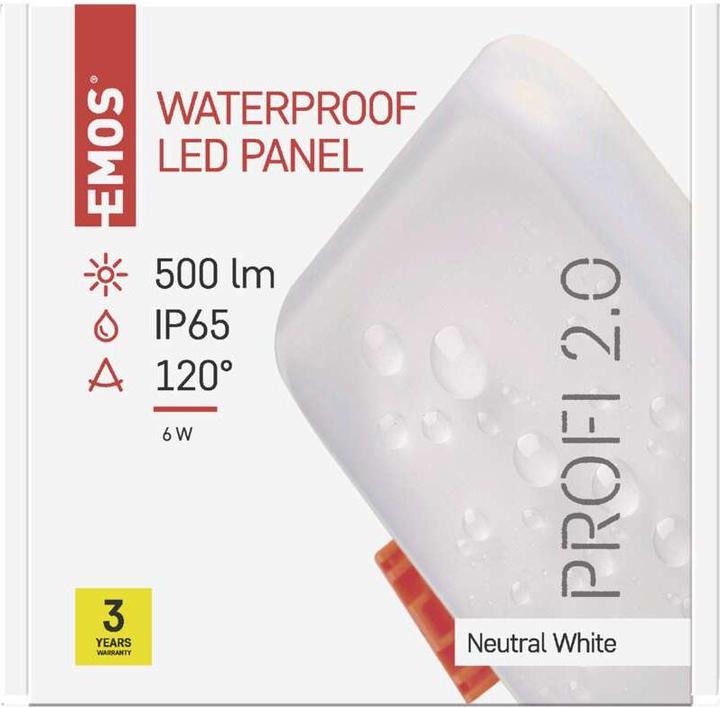 Actual product image Emos LED recessed light 75x75, square, white, 6W neutral white, IP65 (500 lm)