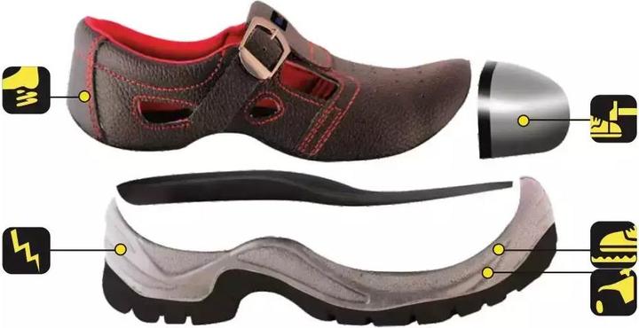Dedra Safety leather sandals with steel toe, size 45 (BH9D1-45) (S1, 45)