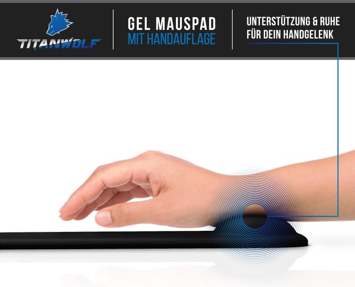 Produktbild Titanwolf 2x Mauspad, Gel Office Mausmatte mit Handgelenkpolster / Handgelenkauflage