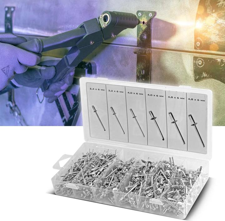 Produktbild Stahlwerk Nieten Sortiment 1000-teilig Blindnieten Set aus Aluminium Nietenset