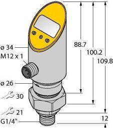 Actual product image Turck Rotatable pressure sensor with 2 transistor switching outputs pnp/npn ATEX