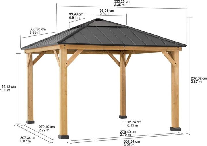 Produktbild Ventaris Montana Pavillon 3.36x3.36m Zedernholz Anthrazit (336 cm, 336 cm)