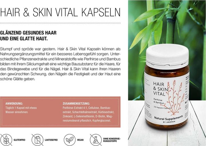 Actual product image Natural Supplements by Andrea Hair & Skin Vital (100 Piece, Capsules, 154 g)