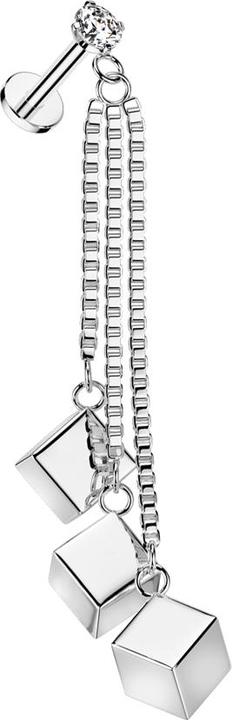 Star Piercing Micro Labret Innengewinde silber Kristall silber gefasst Anhänger Kette drei Würfel (Chirurgenstahl 316L, ohne Messing)