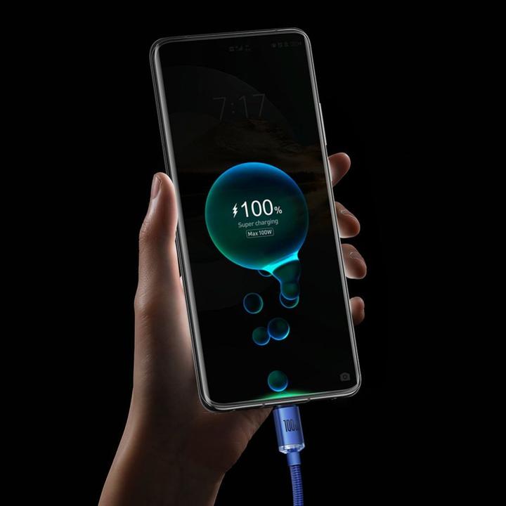 Image du produit Baseus Crystal Shine Series Fast Charging Data Cable USB to Type-C 100W 2m Blue (2 m, USB 2.0)