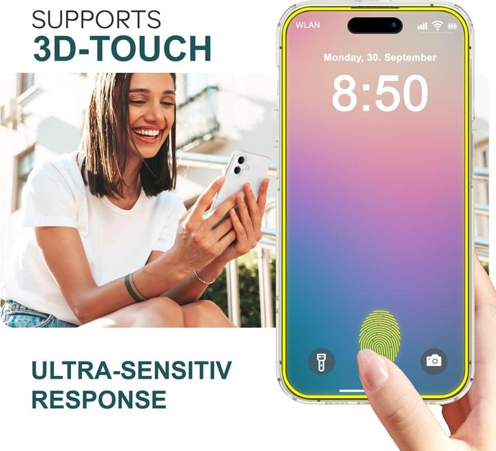 Produktbild Nalia 2x Schutzglas & 1x Schablone (2 Stück, Apple iPhone 16 Plus)