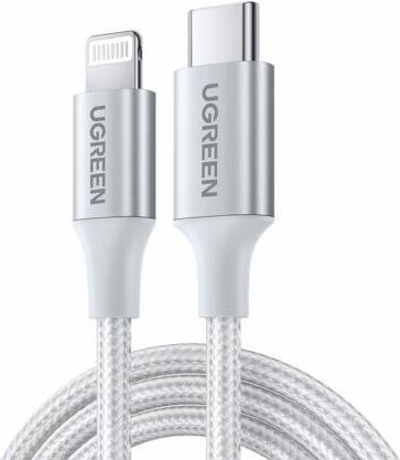 Ugreen USB-C to Lightning Cable Aluminum Shell Braided 1m Silver (1 m)